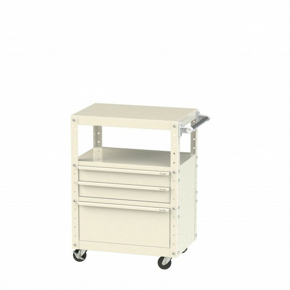 山金工業 スペシャルワゴン 移動式 キャビネット超深型1段×1個、浅型2段×1個アイボリー W6CU-BSD-IV 1点