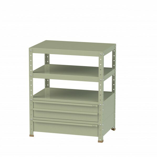 山金工業 スペシャルワゴン 固定式 キャビネット浅型2段×1個、深型1段×1個グリーン W7-BSM-G 1点