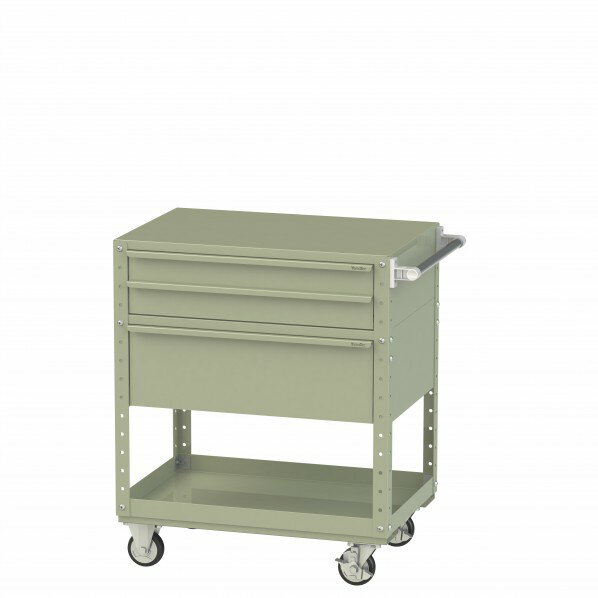 山金工業 スペシャルワゴン 移動式 キャビネット浅型2段×1台、超深型1段×1個グリーン W7CS-SD-G 1点
