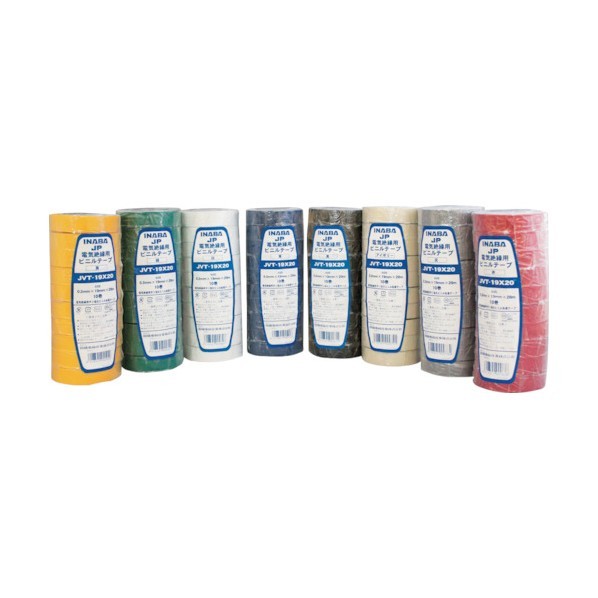 因幡電工 JAPPY　ジャッピービニールテープ　19MM×20M　白 20M x 10点