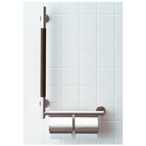 手すりKMタイプ 紙巻器付(右仕様) 380×81×715mm (φ29) クリエダーク KF-M10WR/LD 1点