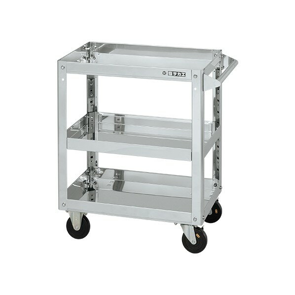 サカエ ステンレススーパーワゴン(SUS304/プレート式導電性ゴム車/スチール金具仕様) SAP3-9083DC 1台..