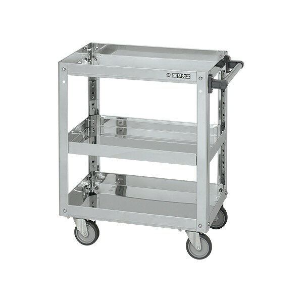 サカエ ステンレススーパーワゴン(SUS430/プレート式エラストマー車/スチール金具仕様) SAP4-6083E 1台【2506DFD_5】