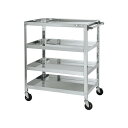 サカエ ステンレススーパーワゴン(SUS430/ねじ込み式導電性ゴム車/スチール金具仕様) SAS4-90114DC 1台【2506DFD_5】