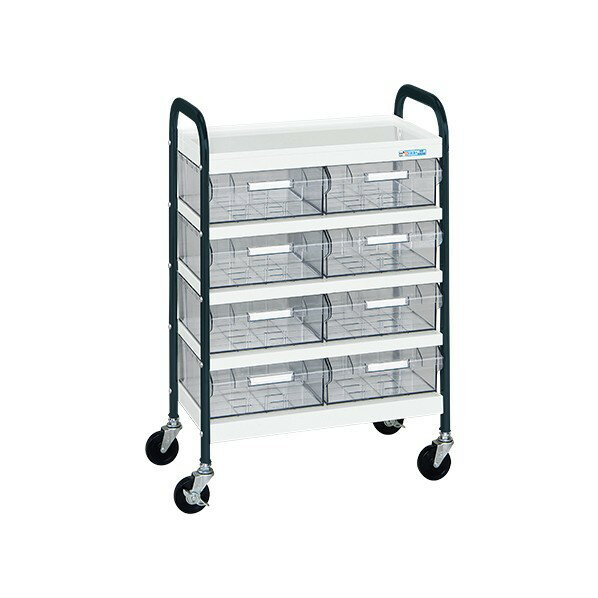 サカエ CSワゴン(ゴム車/透明ボックス付) CSA-8TWD 1台【2506DFD_5】