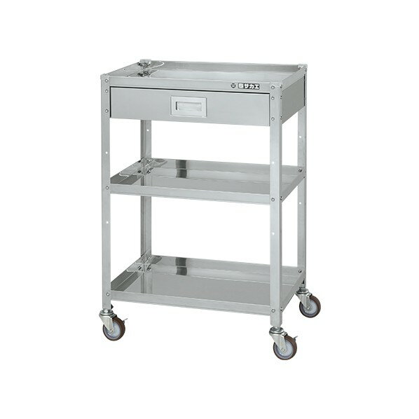 サカエ ステンレススペシャルワゴン(SUS304/ナイロンウレタン車/ステンレス金具仕様/引出付) SR3-6083A..