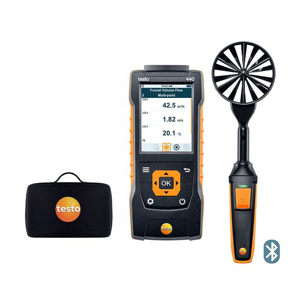 特徴 ■特徴 testo 440 本体と熱線式風速プローブのセットで、風速、温度を測定し、風量を演算します。 風速プローブはスタンダードな固定ケーブルタイプで、微〜低風速域で高精度の測定結果を表示します。 最長 0.85 mまで伸ばせるロッドにはスケールが刻まれており、ダクト挿入深度を確認できます。 持ち運びに便利なキャリングケース付きです。 testo 440 本体と各種プローブのセットです。 7500メモリタイプです。 1秒間隔〜で測定値のロギングが可能 ■用途 エアコン。 換気ダクト用。 ■仕様 風速計セット ■付属品 単3電池x3 USBケーブル 出荷検査書 ソフトケース 仕様 重量 1.74kg 入数 1セット 05634403