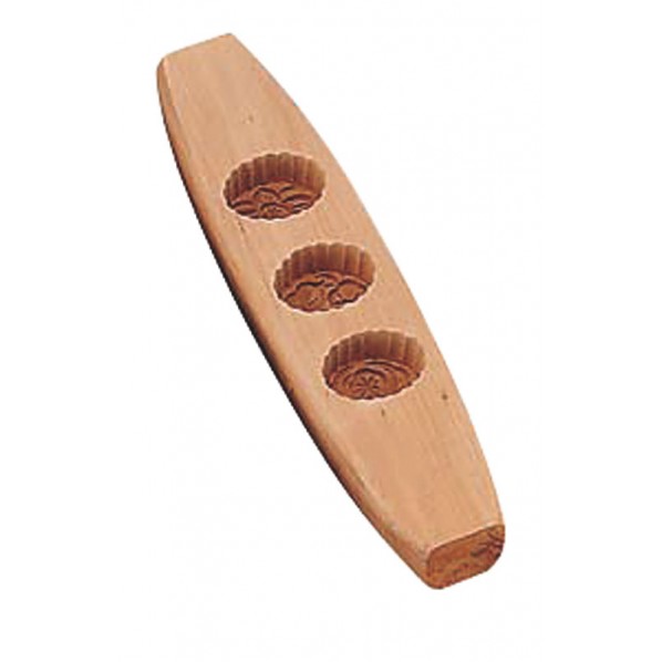 カンダ 木製月餅抜型 小 3ヶ取 小判 出来上がり寸法 縦×横×高さmm:45×32×H23 1点