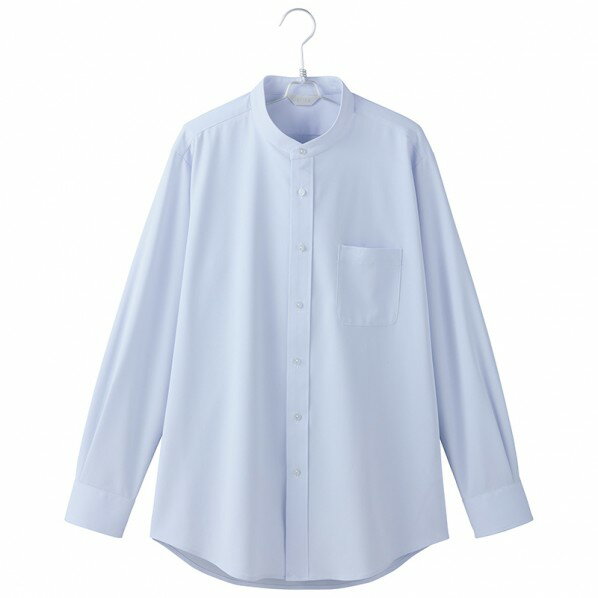 メンズ長袖スタンドカラーシャツ 3L 020サックス 634153 1枚