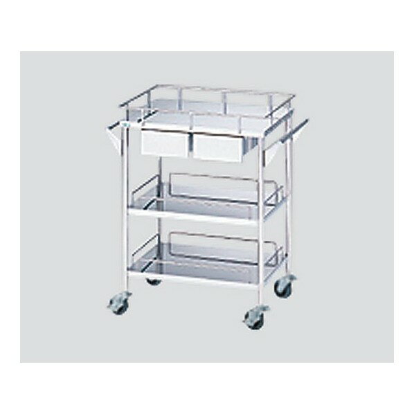 アズワン ステンレスグリーンカート(静音タイプ) 3段 引出付(2個) 720×450×835mm 3-4087-12