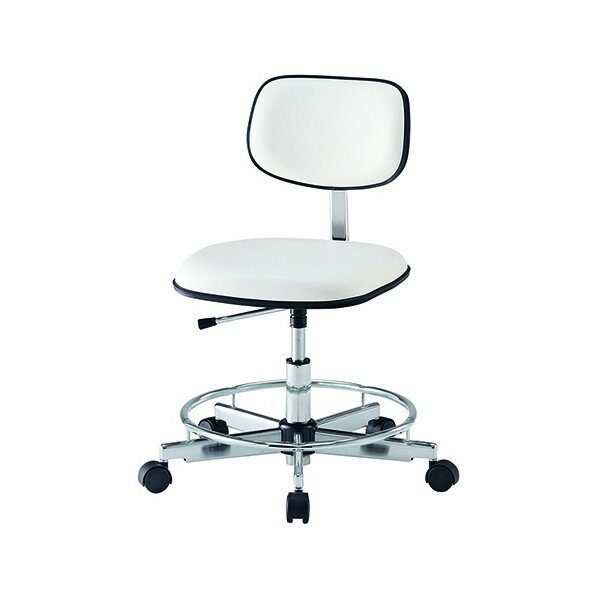 アズワン クリーンカラフルスタンダードチェア(クラス100対応) 足掛リング有り ホワイト 2-670-05 1