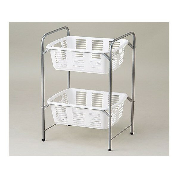 アズワン 脱衣カゴワゴン・ラック2段式 キャスター無し ホワイト 8-5958-01 1