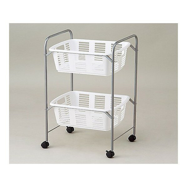 アズワン 脱衣カゴワゴン・ラック2段式 キャスター有り ホワイト 8-5958-02 1