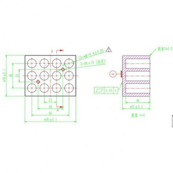 アルミブロック 16mmバイアル用 95X75X50mm TC84 1台
