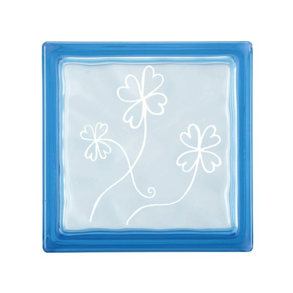 オンリーワンクラブ デザインガラスブロック クローバー クリスタルブルー TD2-GRD29CB 1個