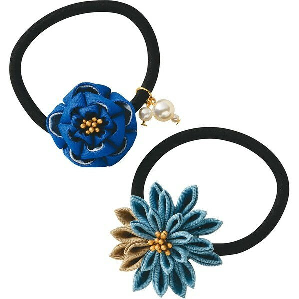 タカギ繊維 Panami 手芸キット コットン生地で作る 普段づかいの つまみ細工 ヘアゴムセット ブルーグ..