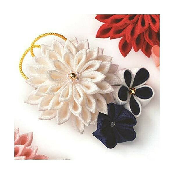 ちりめん細工キット 正絹つまみ細工 煌めきのブローチ 白 PAN-LH453 1個