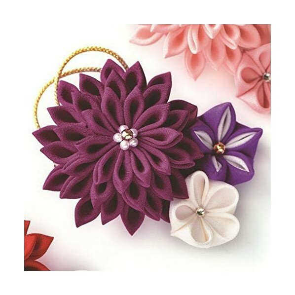 タカギ繊維 Panami ちりめん細工キット 正絹つまみ細工 煌めきのブローチ 紫 PAN-LH452 1個