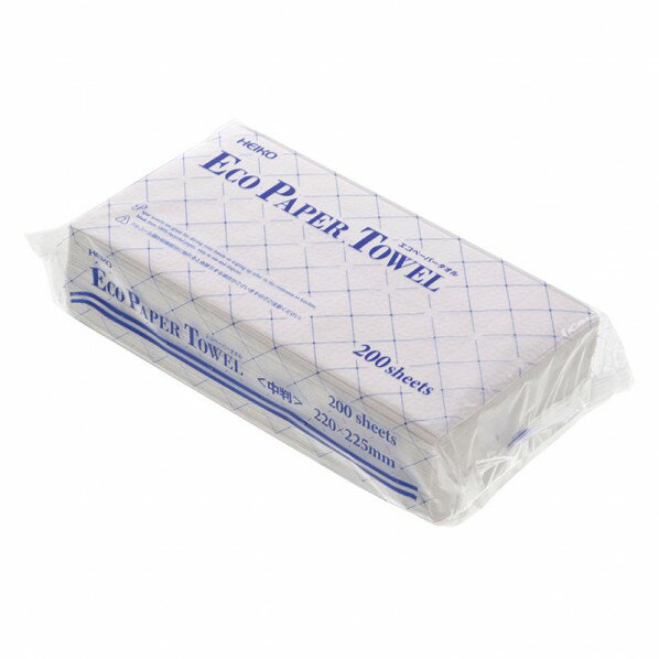 シモジマ HEIKO エコペーパータオル シングル 中判 200枚 220×225mm 白 004722001 200枚