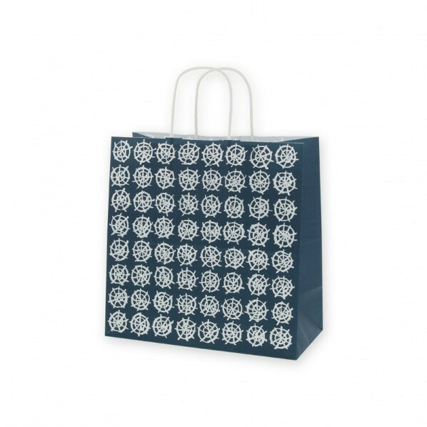 シモジマ 手提げ紙袋 25チャームバッグ W判 和風 紺 3270300 1点