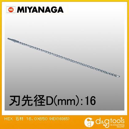 ミヤナガ 六角軸ロングビット法面工事用HEX(全長650mm) 16.0mm HEX16065 1点