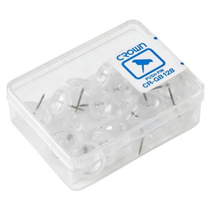 クラウン カラー画鋲 20本 透明 CR-GB128-T