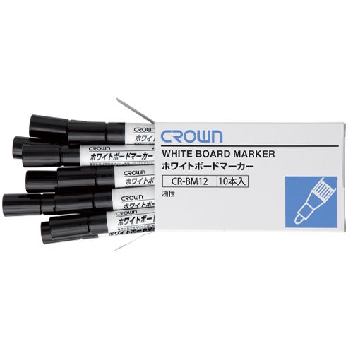 クラウン ホワイトボードマーカー中字【10本】 黒 CR-BM12-BX10