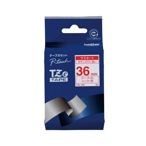 ブラザー ピータッチテープ36mm 白 赤文字 TZE-262 ブラザー ピータッチテープ36mm 白 赤文字 TZE-262