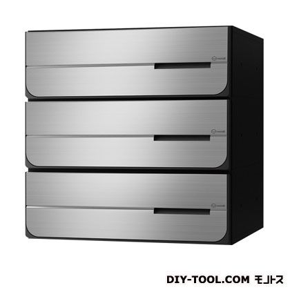 ナスタ 大型郵便物対応集合郵便受箱(投入口側のみ防滴仕様)前入後出 ステンレス ヘアーライン KS-MB4302PY-3L-S 1