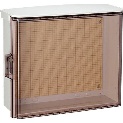 日東工業 キー付耐候プラボックス透明扉(屋根)付汎用タイプ ホワイトグレー 長さ:40cm高さ:40cm幅:16cm OPK16-44CA