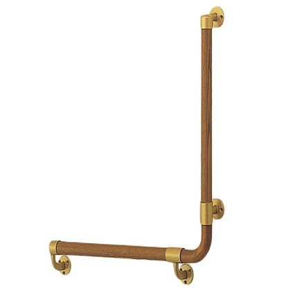 シロクマ L形丸棒手すり(右) 600×600 AG/Mオーク BR-517R 1組