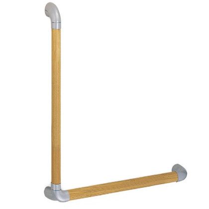 シロクマ ユニバーサル手すりL形 600×600mm シルバー/ライトオーク BR-552 1組