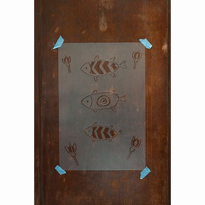 ビビットヴアン 小屋女子計画ステンシル「FishGarden」 36×55cm KJ-10