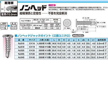 ヤマヒロ ノンヘッドジャックポイント 三価ユニクロ 5×16mm NJ516 1000本 2