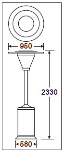 テラモト 屋外用電気ストーブ　パラソルヒーター φ950×φ580×H2330mm OT-564-500-0