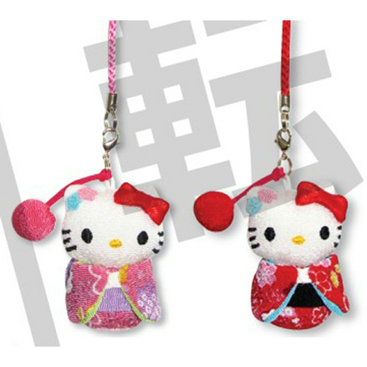 乐天商城 - 【ロット販売】 【12入】 キティチリメン日本人形根付け(玉飾り) 2色アソート