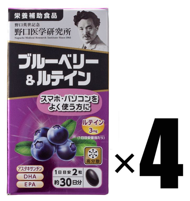 4個 野口医学研究所 ブルーベリー ＆ ルテイン 60粒 約30日分×4 栄養補助食品 1粒510mg