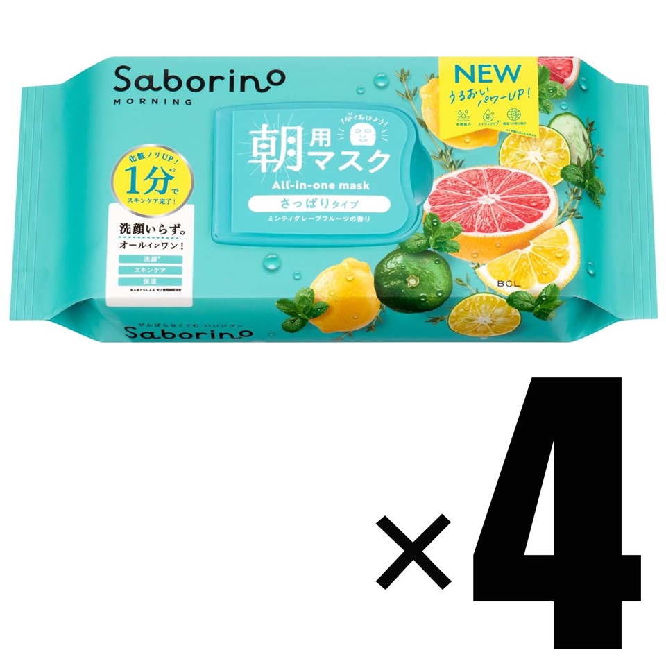 4個 BCL Saborino サボリーノ 朝用マスク 目ざまシート 爽やか果実のすっきりタイプ N 32枚入×4個 シートマスク NEW