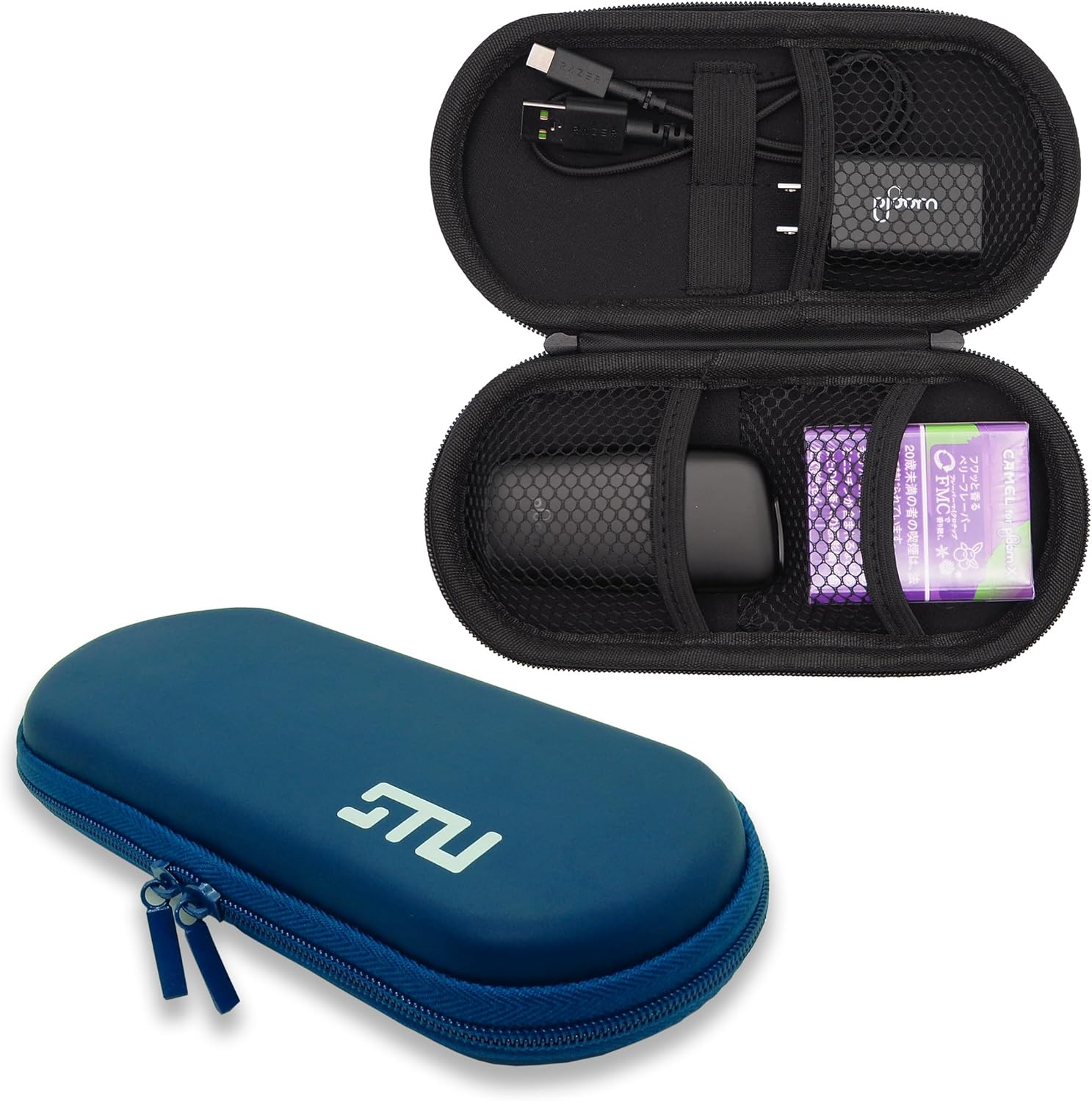 加熱式タバコ用ケース 対応 電子タバコ 収納ケース 防塵 耐衝撃 撥水 軽量 ワイドタイプ ブルー