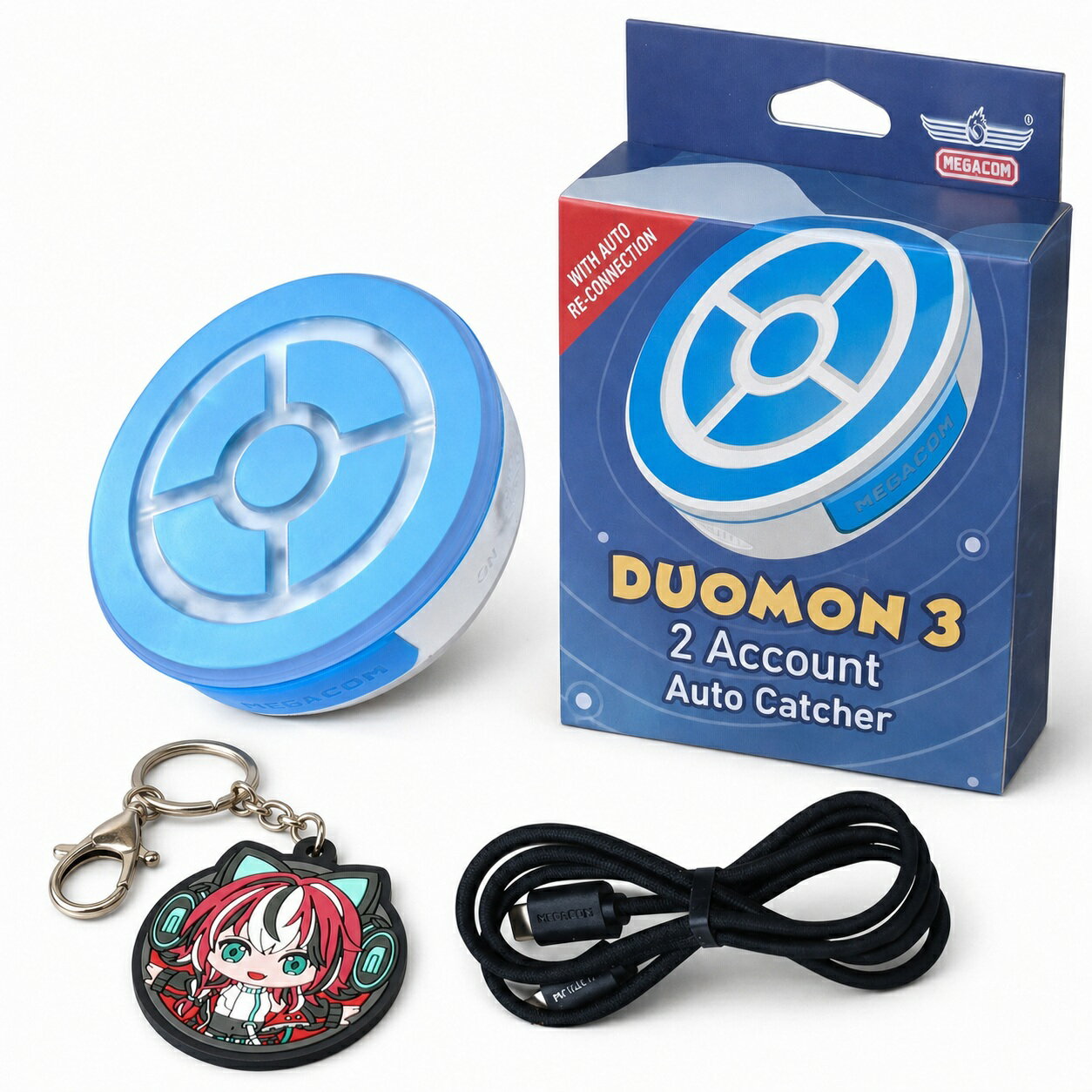 ☆ 5 배 포인트 ☆ [1 년 보증 · 신품 · 1P / 2P 동시 접속] Megacom Duomon3 2025ver. 대응 포켓몬 GO | 자동 포착 오토 캐치 Pokemon (붉은 구슬) | Bluetooth 접속 거리 20m | Type-C 급속 충전 · 무선 충전 대응 (* 충전 패드 별매) | IPX7 방수