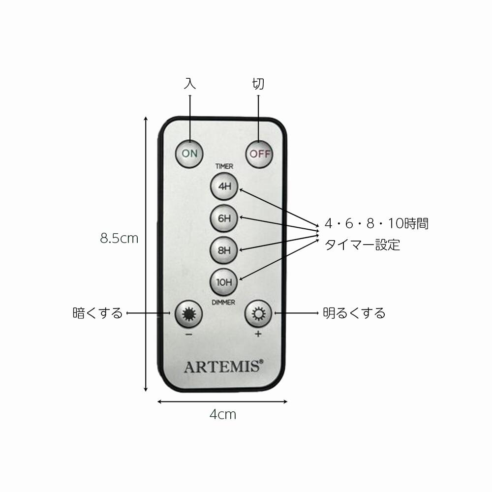 ARTEMIS CalmFlame／BrightWick 対応 リモコン リモートコントローラー