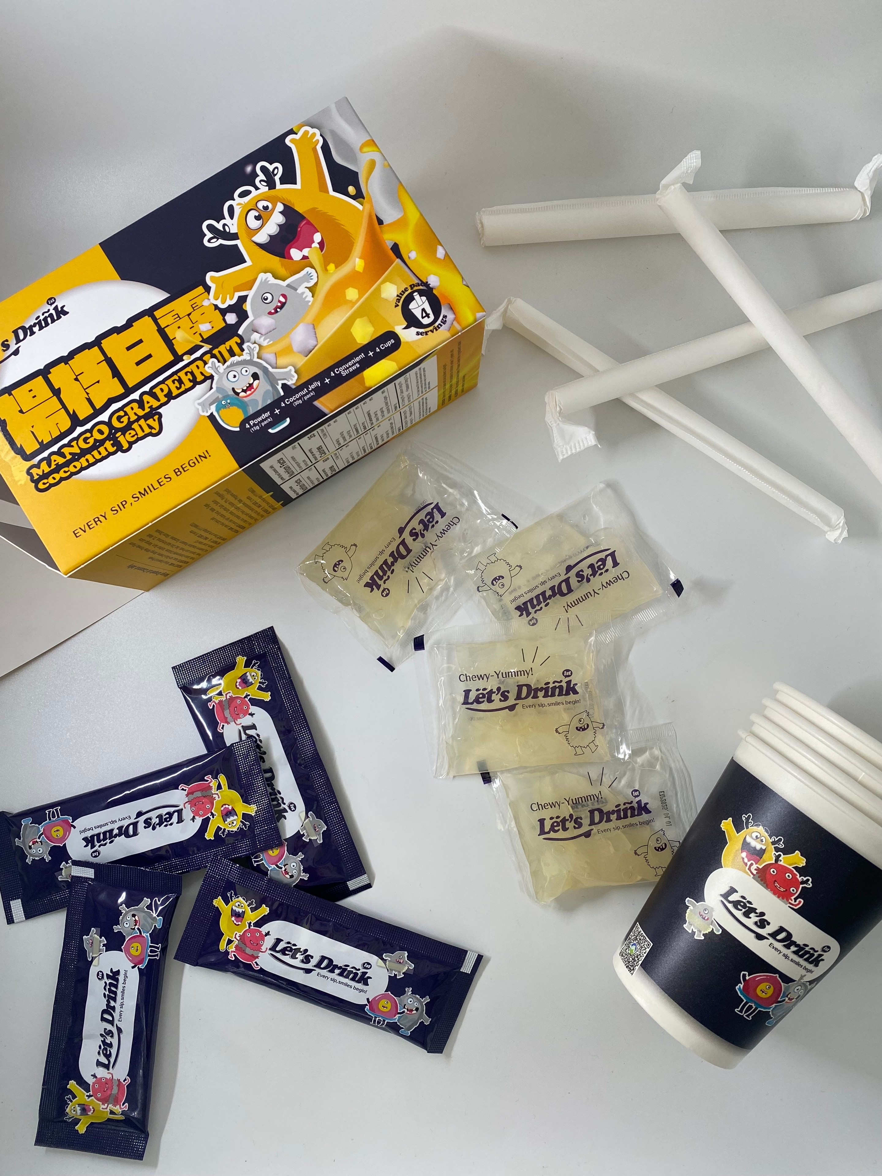 ハンドシェイクドリンク 4セット入り/箱 6種類 マンゴーナタデココドリンク／ライチナタデココドリンク／ポッピングボバレモンティー／ポッピングボバ緑茶乳酸ドリンク／黒糖タピオカミルクティー/タロイモタピオカミルクティー【Let's Drink】【台湾直送】【送料無料】