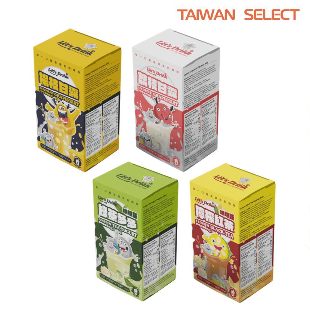 ハンドシェイクドリンク 4セット入り/箱 6種類 マンゴーナタデココドリンク／ライチナタデココドリンク／ポッピングボバレモンティー／ポッピングボバ緑茶乳酸ドリンク／黒糖タピオカミルクティー/タロイモタピオカミルクティー【Let's Drink】【台湾直送】【送料無料】