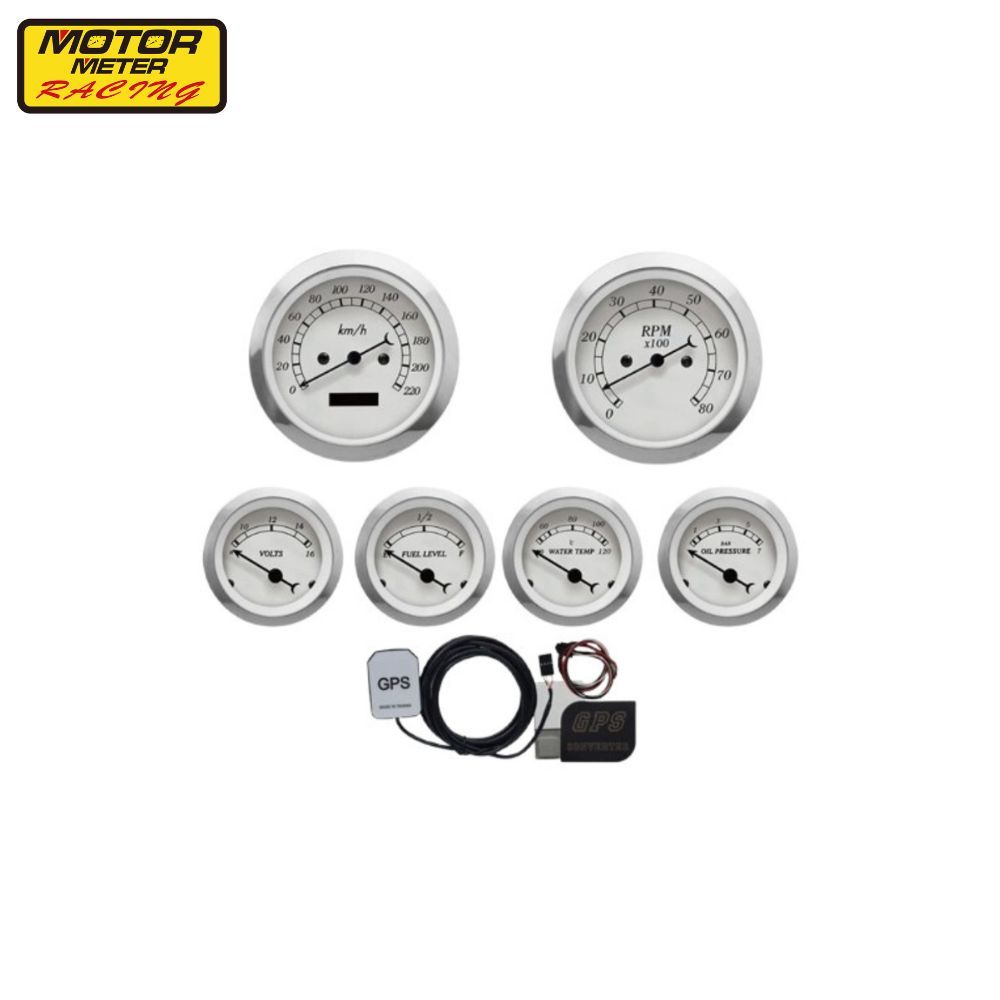 メーター 6点セット 電圧計 燃料計 水温計 油圧計 電子式 機械式 スピードメーター タコメーター GPSセンサー ヴィンテージカー ノスタルジックカー 車用品【Motor Meter Racing】【台湾直送】【送料無料】
