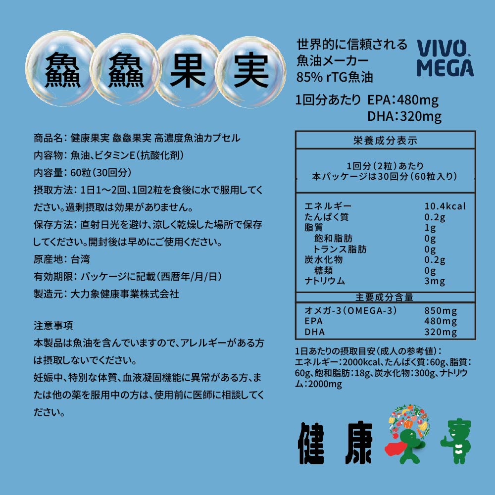 ランキング受賞 魚油 カプセル 60粒 フィッシュオイル Omega-3 オメガ3 EPA DHA rT...