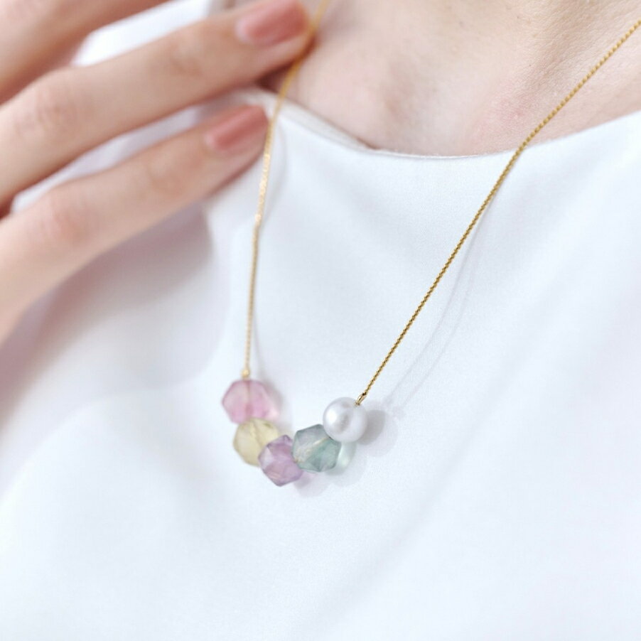 Rakuten - 【888円割引商品】ネックレス フローライト パワーストーン 誕生石 守護石 天然石 星座石 水晶 開運 金運 【インスピレーションの光｜開運 浄化】【SPARK AURA】【台湾直送】【送料無料】
