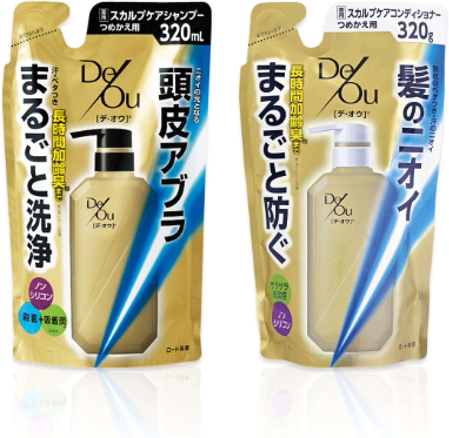 【各1個ずつ】デ・オウ薬用スカルプケアシャンプーつめかえ用320ml+デ・オウ薬用スカルプケアコンディショナーつめかえ用320g 男性