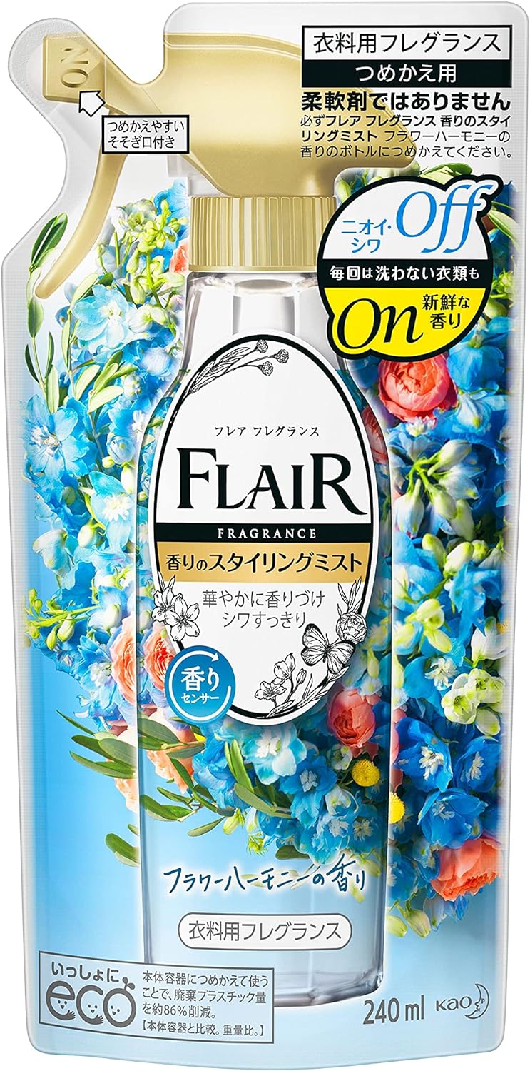 乐天商城 - 花王 フレアフレグランスミスト 爽やかなフラワーハーモニーの香り つめかえ用 240ml 衣料用フレグランス atu