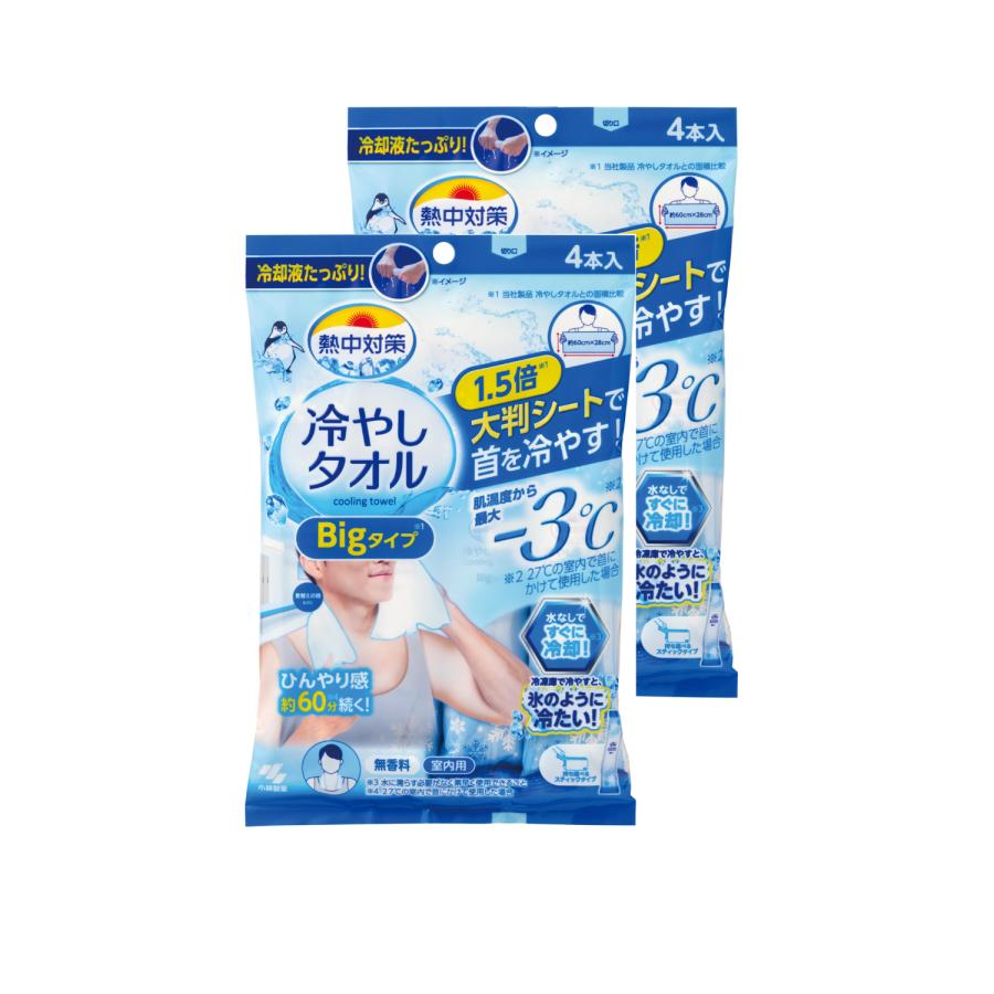 【セール品】【2個計8枚】熱中対策 冷やしタオル BIG 4枚【2個計8枚】 男性 2c200