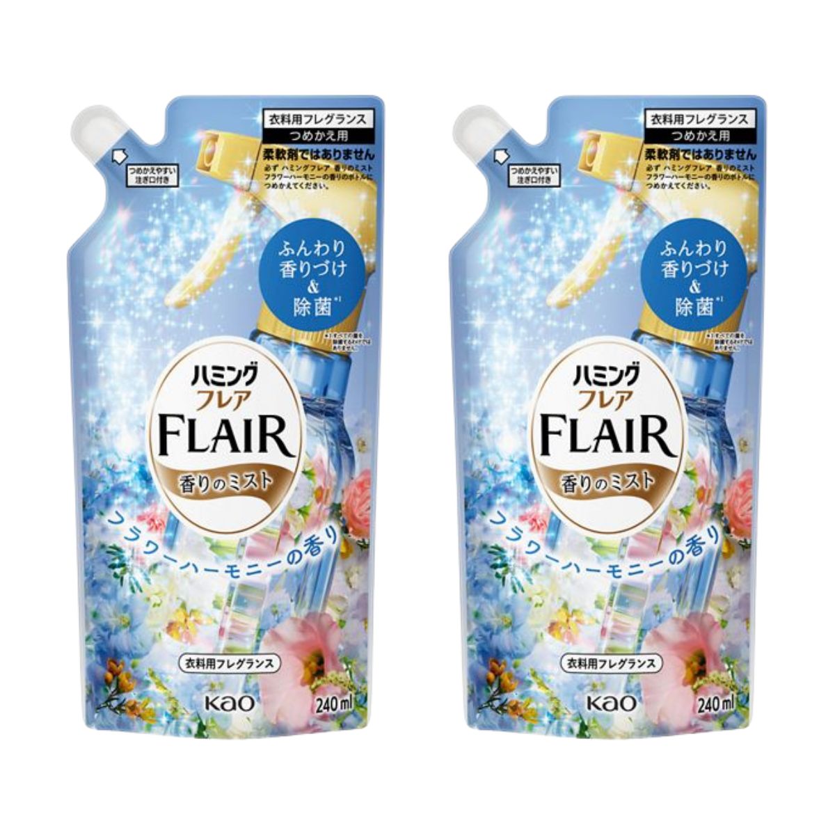 【2個】花王 フレアフレグランスミスト 爽やかなフラワーハーモニーの香り つめかえ用 240ml 衣料用フレグランス atu
